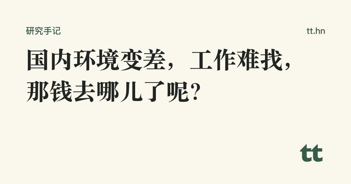 国内环境变差,工作难找,那钱去哪儿了呢?